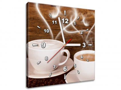 Obraz s hodinami Romantika při kávě (Velikost 30 x 30 cm)