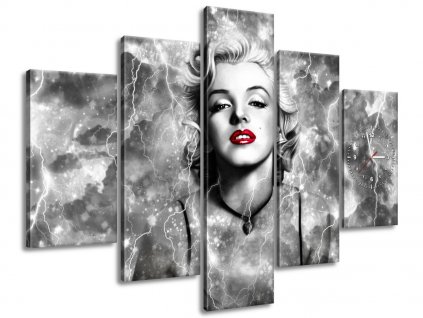 Obraz s hodinami Elektrizující Marilyn Monroe 150x105cm (Velikost 150 x 70 cm)