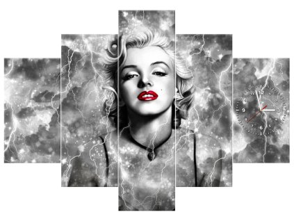 Obraz s hodinami Elektrizující Marilyn Monroe - 5 dílný