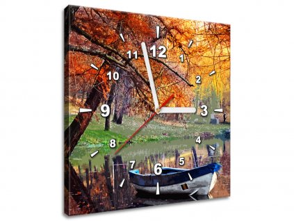 Obraz s hodinami Romantické místo u jezera (Velikost 30 x 30 cm)