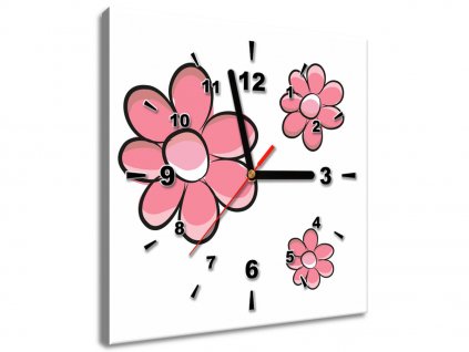 Obraz s hodinami Růžové kvítky (Velikost 30 x 30 cm)