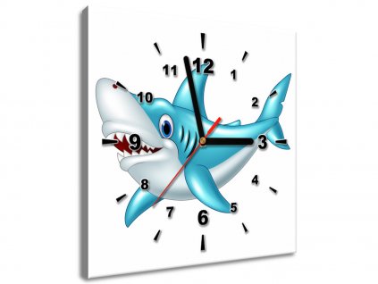 Obraz s hodinami Modrý žralok (Velikost 30 x 30 cm)