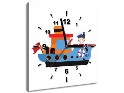 Obraz s hodinami Rybářská loďka (Velikost 30 x 30 cm)