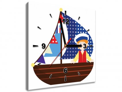 Obraz s hodinami Na malé loďce (Velikost 30 x 30 cm)