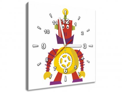 Obraz s hodinami Dlhoruký robot (Velikost 30 x 30 cm)