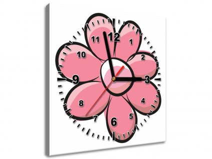 Obraz s hodinami Růžový kvítek (Velikost 30 x 30 cm)