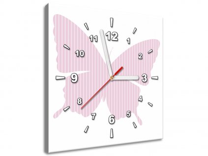 Obraz s hodinami Proužkovaný motýlek (Velikost 30 x 30 cm)