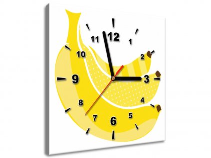 Obraz s hodinami Banány (Velikost 30 x 30 cm)