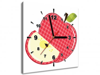 Obraz s hodinami Jablko (Velikost 30 x 30 cm)