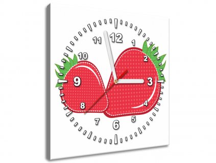 Obraz s hodinami Jahody (Velikost 30 x 30 cm)