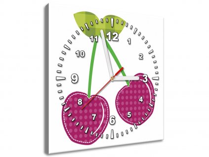 Obraz s hodinami Višně (Velikost 30 x 30 cm)