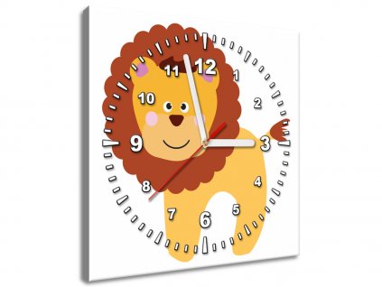 Obraz s hodinami Lev (Velikost 30 x 30 cm)