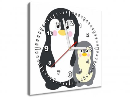 Obraz s hodinami Tučňáci (Velikost 30 x 30 cm)