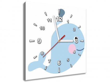 Obraz s hodinami Velryba (Velikost 30 x 30 cm)
