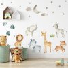 Dětská nálepka na zeď Zvířátka ze safari - žirafa, slon, lev, hroch a zebra