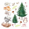 Dětská nálepka na zeď Forest team - zvířátka a stromy