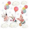 Dětská nálepka na zeď Zvířátka s balony v oblacích