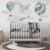 Dětská nálepka na zeď Retro balloons and airplanes - dvě letadla a dva balóny s mraky