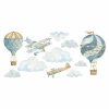 Dětská nálepka na zeď Retro balloons and airplanes - dvě letadla a dva balóny s mraky