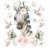 Dětská nálepka na zeď Animals among flowers - zebra