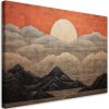 Obraz na plátně Slunce, mraky a hory v Japonsku