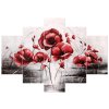 Ručně malovaný obraz Červené Vlčí máky - 5 dílný