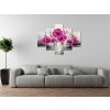 Ručně malovaný obraz Růžové Vlčí máky - 5 dílný