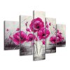 Ručně malovaný obraz Růžové Vlčí máky - 5 dílný