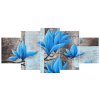 Ručně malovaný obraz Nádherná modrá magnolie - 5 dílný