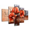 Obraz s hodinami Nádherný Vlčí mák - 5 dílný