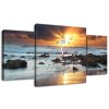 Obraz s hodinami Západ slunce nad oceánem - 3 dílný
