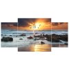 Obraz s hodinami Západ slunce nad oceánem - 3 dílný