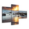 Obraz s hodinami Západ slunce nad oceánem - 3 dílný