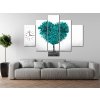 Obraz s hodinami Tyrkysový strom lásky - 5 dílný