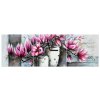 Obraz s hodinami Růžové magnolie ve váze - 3 dílný