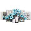 Obraz s hodinami Modré magnólie ve vázách - 5 dílný