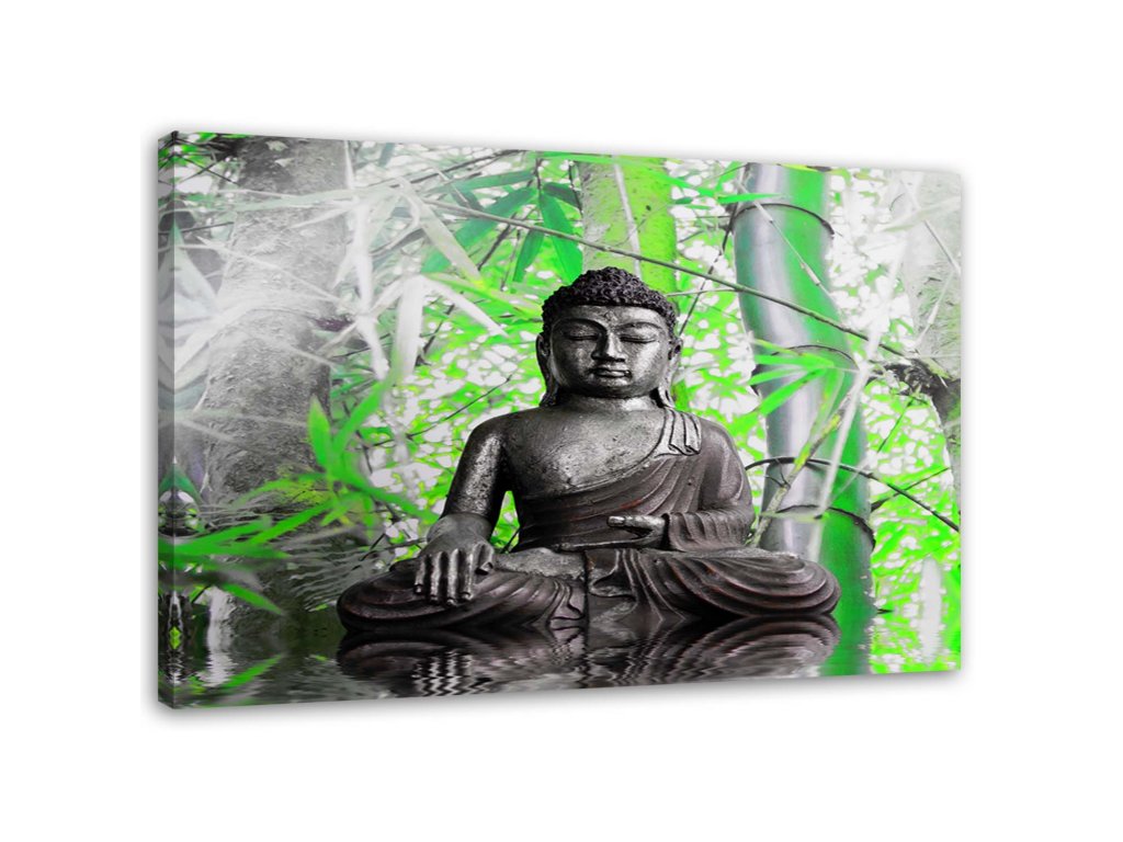 Vászonkép Buddha és levelek