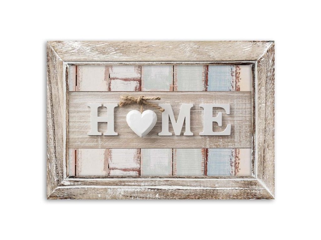 Vászonkép Vintage stílusú szívvel Home felirat