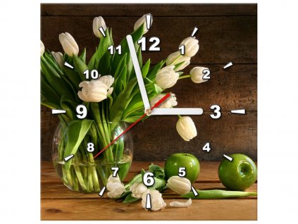 Órás falikép Elbuvölo fehér tulipánok