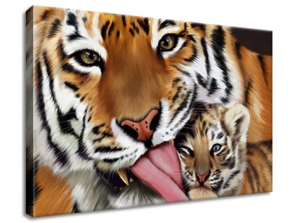 Vászonkép Tigris és kis tigris