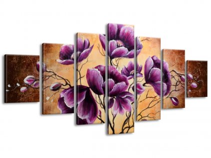 7 részes kézzel festett kép Növő lila virágok
