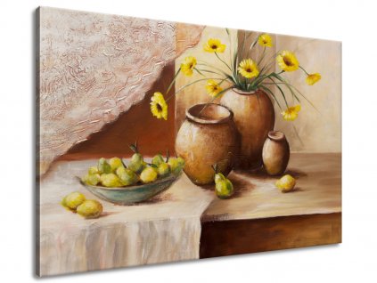 Kézzel festett kép Sárga virágok a vázában