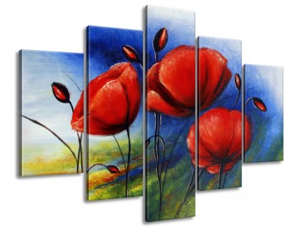 Kézzel festett kép Vidám pipacsok 150x105cm + Ajándék