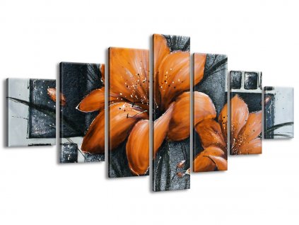 7 részes kézzel festett kép Gyönyörű narancsárga pipacsok