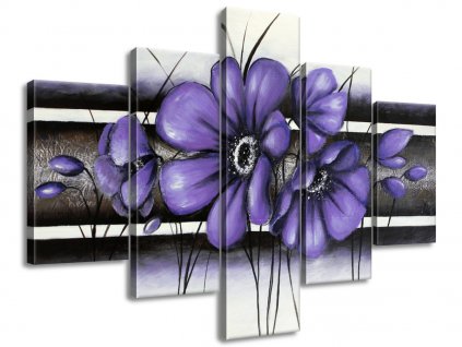 5 részes kézzel festett kép Titokzatos lila pipacs