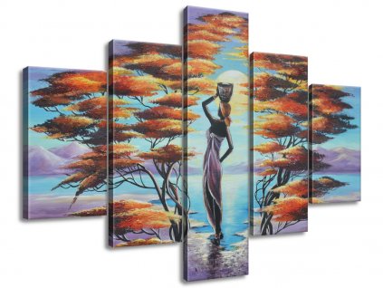 Kézzel festett kép Afrikai nő kosárral 150x105cm 100% kézzel festett