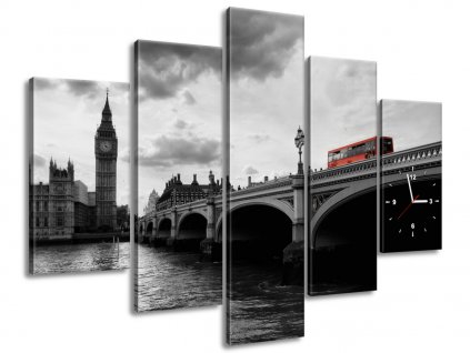 Órás falikép Londoni busszal a Big Ben toronyig 150x105cm + Ajándék
