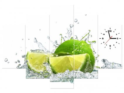 Órás falikép Zöld lime - 5 részes