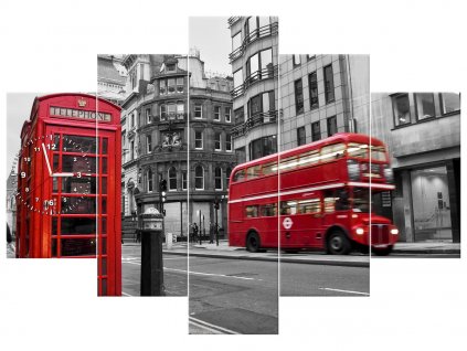 Órás falikép Telefonfülke Londonban UK - 5 részes