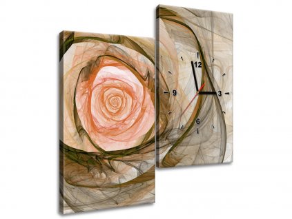 2 részes órás falikép Gyönyörű rózsa fraktál